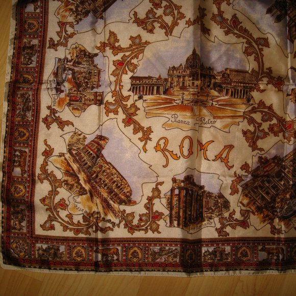 🇮🇹 Rome Italy Vintage 1960's Souvenir Scarf - Picture 3 of 8